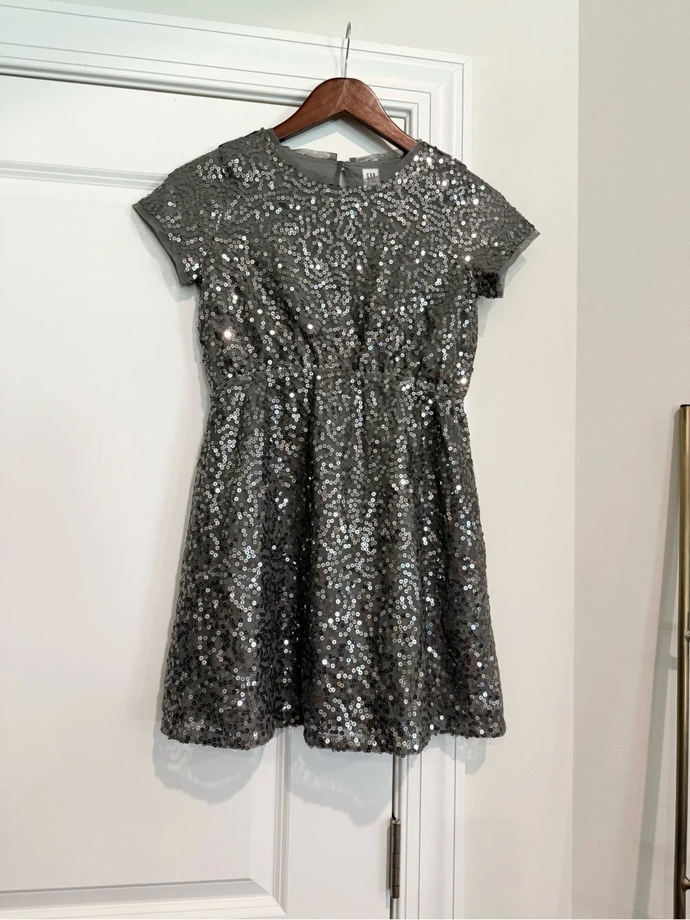 NWT GAP Girls Silver Sequin A-Line Dress